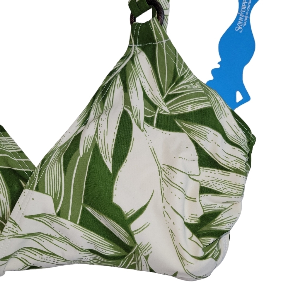 Skinny Dippers NWT Tropical Green & White San Felipe Bikini Swim Top Size S - Picture 4 of 11